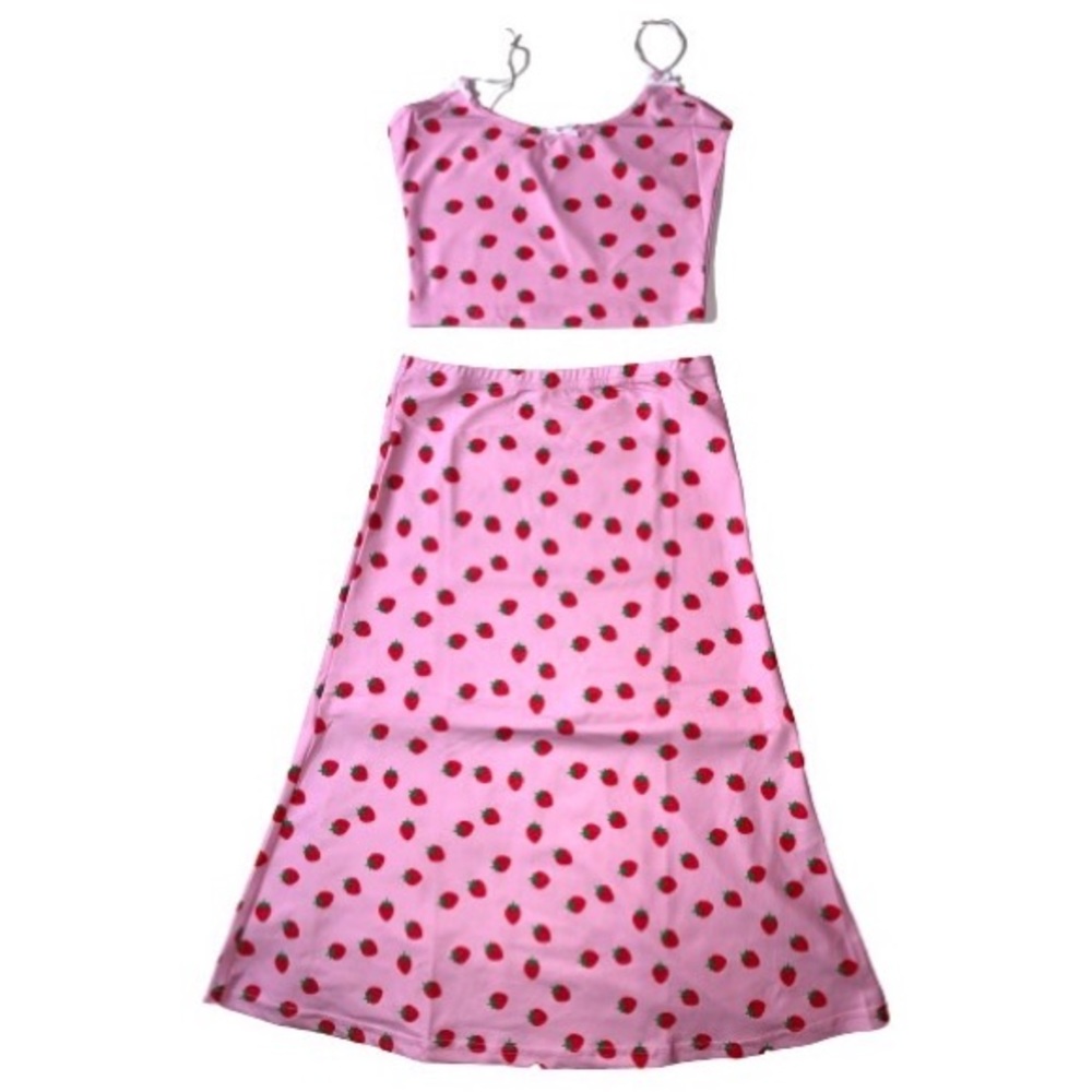 🍓Sexy Kawaii Lolita Strawberry Dress Set | Pink - Picture 2 of 16